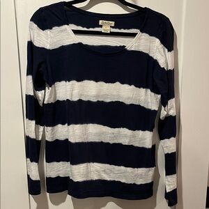 Lucky Brand Navy and White Striped Long Sleeve Tee